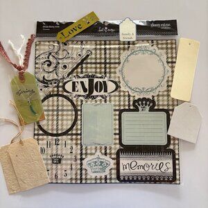 TAGS Scrapbook Stickers Junk Journal Handcrafted Embellishments Vintage